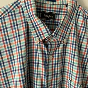Neiman Marcus Blue and Red Casual Button Down Shirt